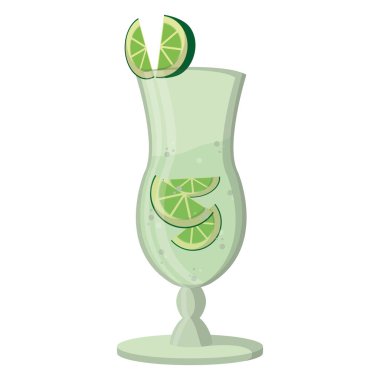 alkol içki vektör çizim için limonlu kokteyl cam rengi