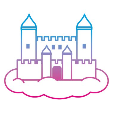 satır Ortaçağ Kalesi mimarisi tarzında bulut vektör çizim bozulmuş