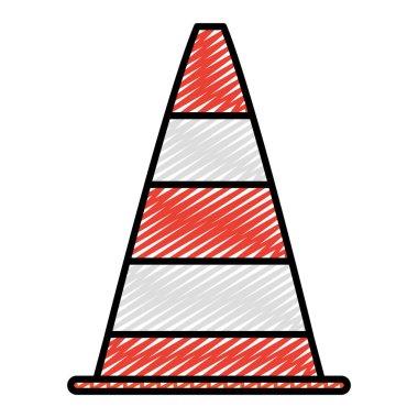 dikkat işareti vektör çizim uyarı trafik koni doodle