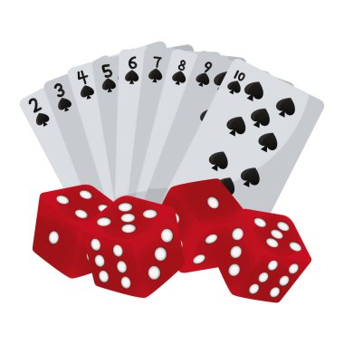 Poker kartları maça ve oyun vektör çizim dices