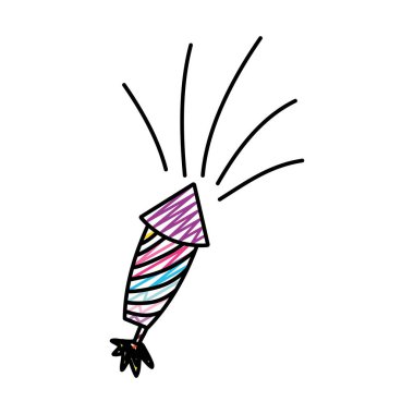 Doodle komik havai fişek nesne t Festivali kutlama vektör çizim