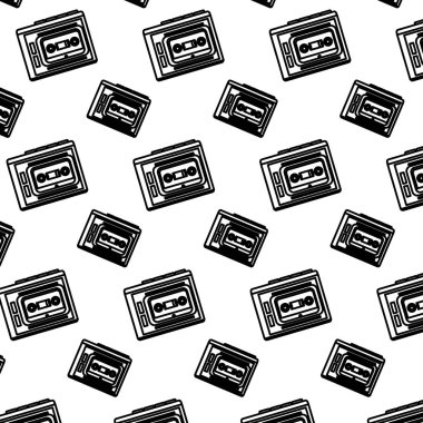 satır Plastik kaset kaset stereo arka plan vektör çizim