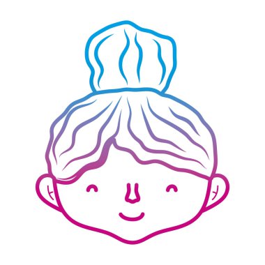 satır sevimli kadın baş saç modeli tasarım vektör çizim ile bozulmuş