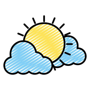 kabarık bulutlar hava vektör çizim ile ışık güneş doodle