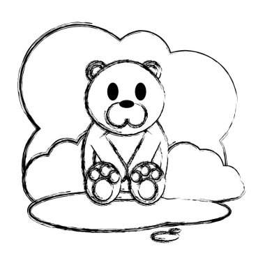 Grunge sevimli ayı vahşi hayvan manzara vektör çizim