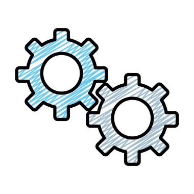 Mühendislik gereçler sanayi makine teknoloji vektör çizim doodle