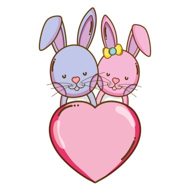 tavşan kaç kalp sevgi ile vektör çizim imzalamak