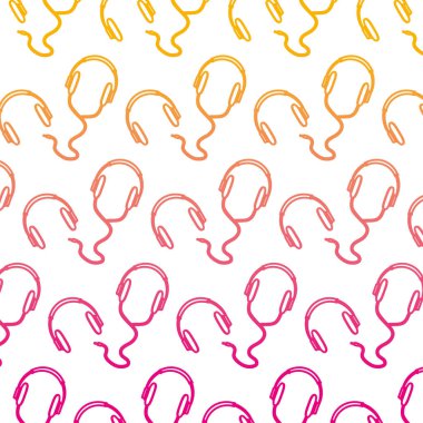 satır stereo kulaklık müzik arka plan vektör çizim dinlemek için bozulmuş