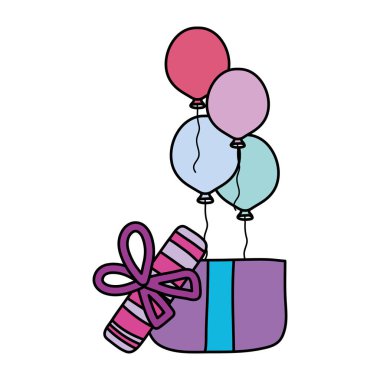 vektör çizim renk balonlar ile mevcut hediye Doğum günü partisi