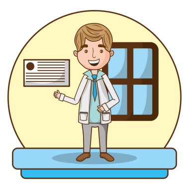 profesyonel adam doktor ilaç Tekdüzen vektör çizim