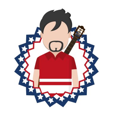 müzisyen gitar ve ABD amblemi ulus vektör çizim ile