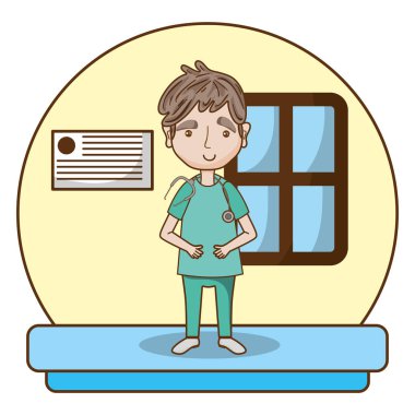 adam doktor ilaç üniforma ile ve stetoskop illüstrasyon vektör