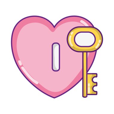 kalp asma kilit stil anahtar erişim vektör çizim ile