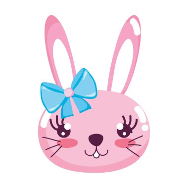 Kawaii kadın tavşan hayvan vektör çizim kafa