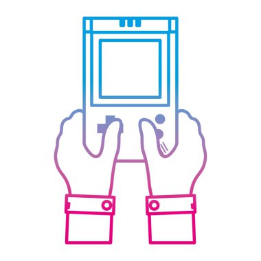 çizgi adam ellerini tetris handhelp video oyunu vektör çizim ile bozulmuş