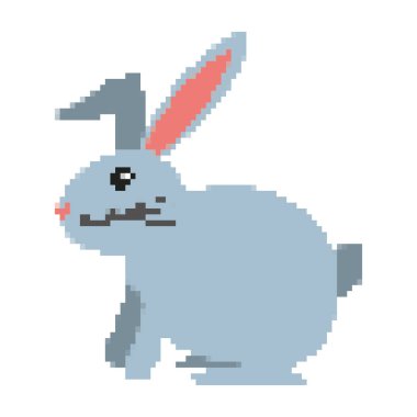 pixelated sevimli tavşan vahşi hayvan vektör çizim