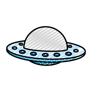 UFO gizemi nesne teknoloji tasarım vektör çizim doodle