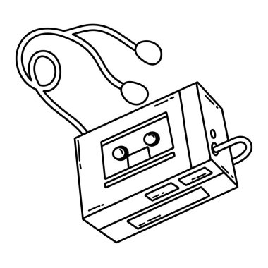 çizgi retro walman stereo müzik oyuncu vektör çizim
