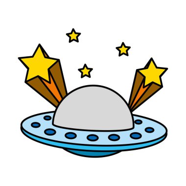 UFO evren nesne ve shoothing yıldız vektör çizim renk