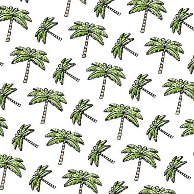 tropikal palmiye Doğa Ağaç arka plan vektör çizim doodle