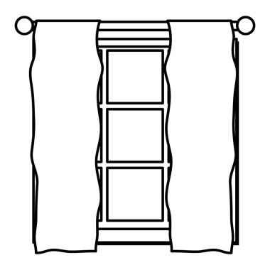 çizgili pencere çerçeve perde perde tasarım vektör çizim ile