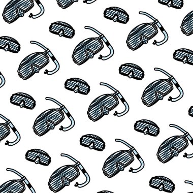 Dalış maske sualtı ekipman arka plan vektör çizim doodle