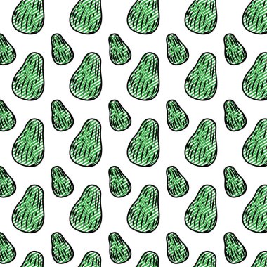 Doodle lezzetli avokado organik meyve arka plan vektör çizim