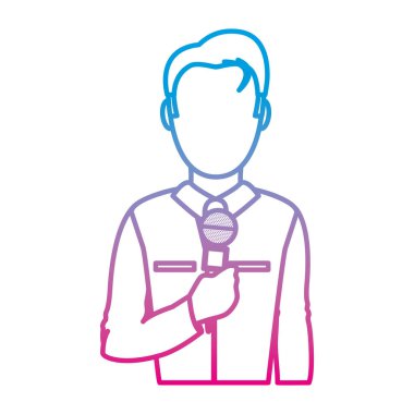 satır profesyonel gazeteci şık giysileriyle ve mikrofon vektör çizim ile bozulmuş