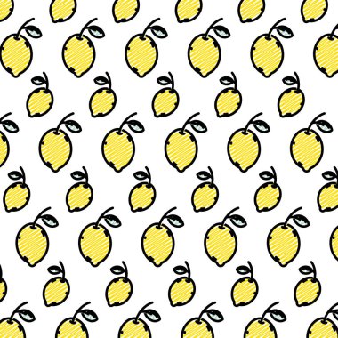 lezzetli limon meyve vitamini arka plan vektör çizim doodle