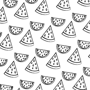 Grunge dilim karpuz tropikal meyve arka plan vektör çizim