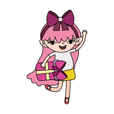 renk güzel kız çocuk hediye kutusu vektör çizim ile