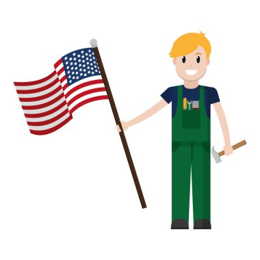çekiç ve ABD bayrağı vektör çizim ile mekanik Servisi
