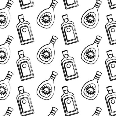 Grunge sert likör ve wiskey şişe arka plan illüstrasyon vektör