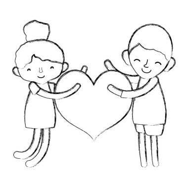 Grunge erkek ve kız moda kalple uyku illüstrasyon vektör