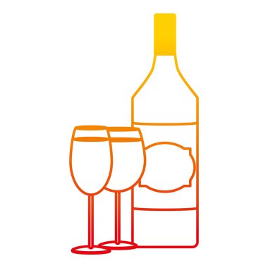 bozulmuş satır likör likör şişesi şampanya ve brendi cam vektör çizim ile