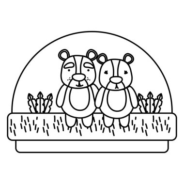 satır hoş bir çift hayvan kırsal vektör çizim ayı.