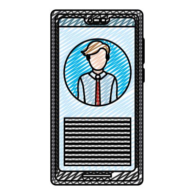 gazeteci haber veri bilgi vektör çizim ile Smartphone doodle