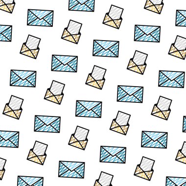 e-posta iletişim belge mesaj arka plan vektör çizim doodle