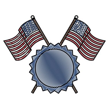 Etiket simge vektör çizim ile Doodle Amerika ABD bayrakları