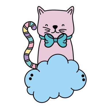 bulut vektör çizim renk sevimli kedi evde beslenen hayvan hayvan