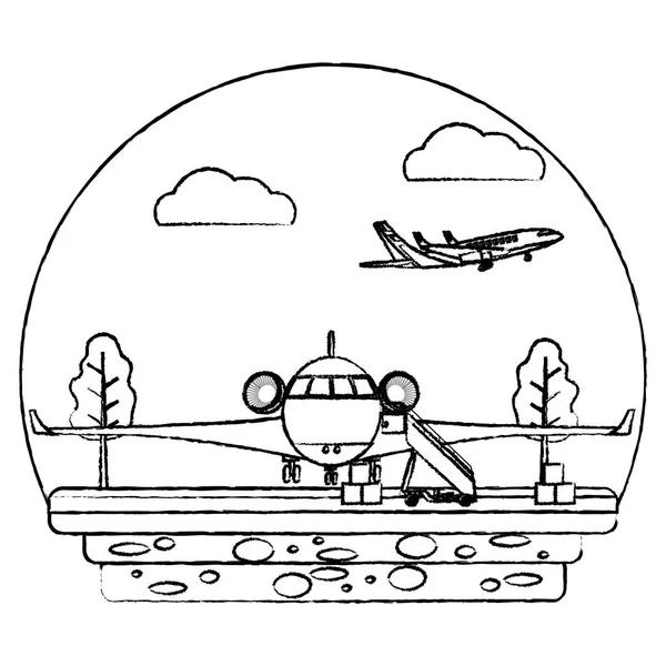 Grunge Lieferflugzeuge Mit Holzpaketen Service Vektor Illustration — Stockvektor