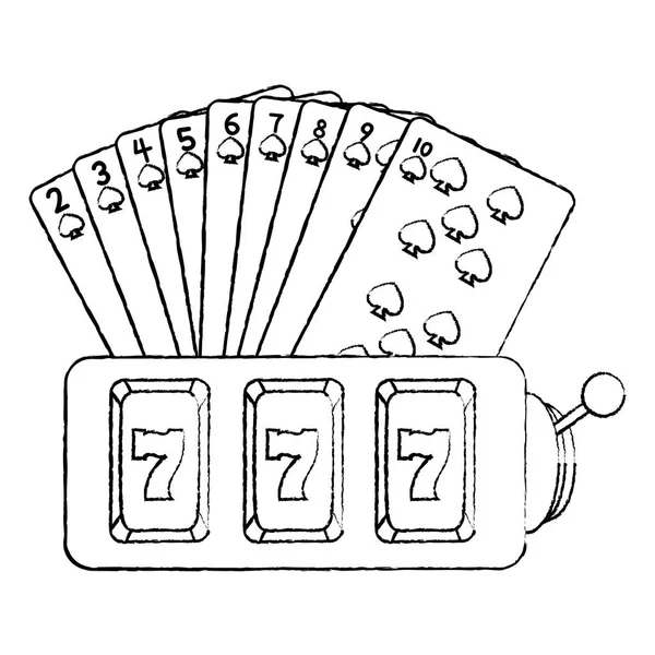 Grunge Pique Les Cartes Casino Machine Sous Vectoriel Illustration — Image vectorielle