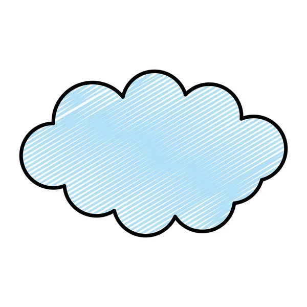 Doodle Nature Fluffy Cloud Weather Sky Vector Illustration — Stock Vector