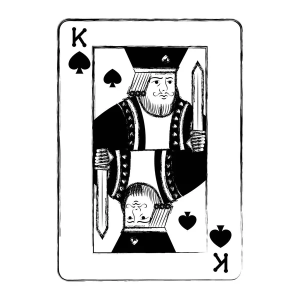 Grunge King Spades Casino Card Game Vector Illustration — Stock Vector
