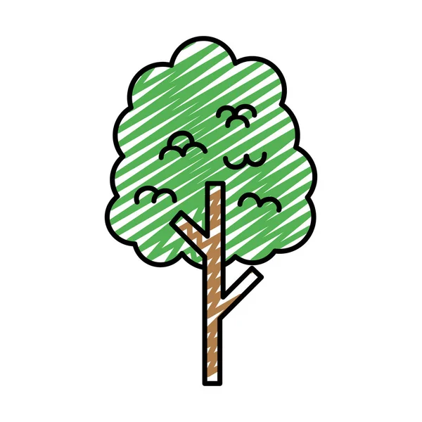 Doodle Hojas Árbol Naturaleza Con Ilustración Vectorial Estilo Tallo — Vector de stock