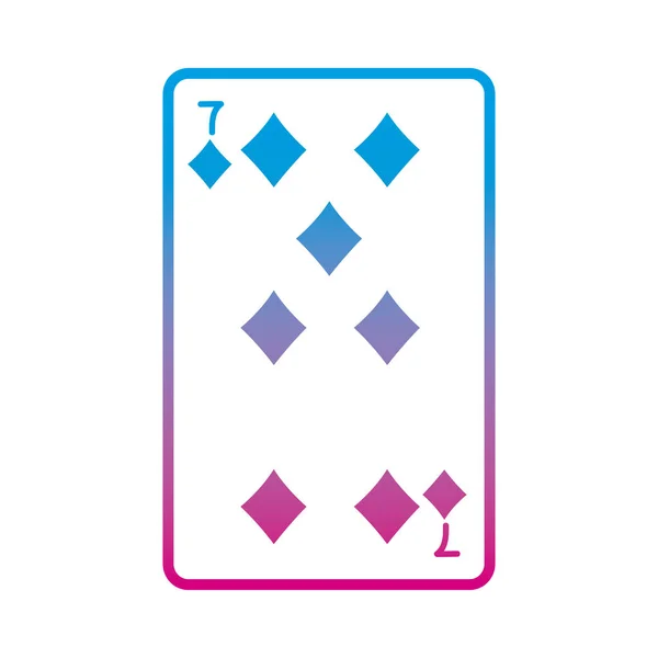 Aangetaste Lijn Zeven Dimonds Casino Kaart Spel Vectorillustratie — Stockvector