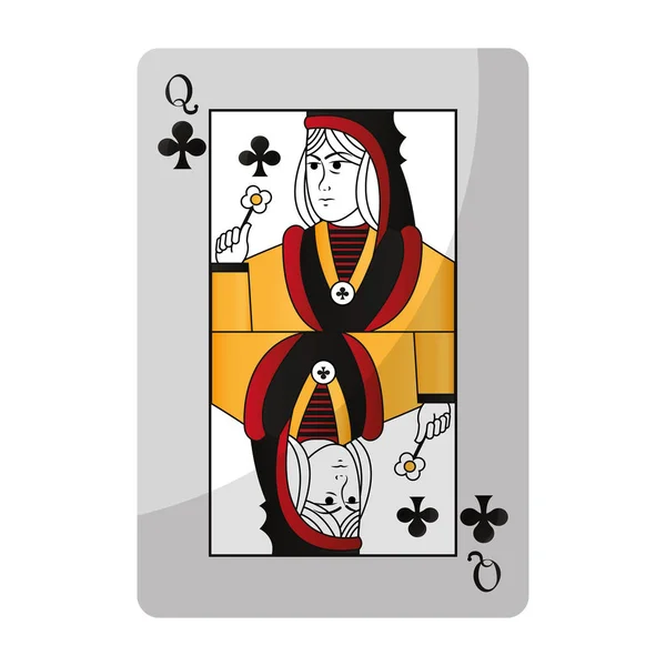 Rainha Clubes Cartão Casino Jogo Vetor Ilustração — Vetor de Stock