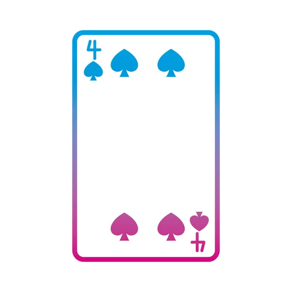 Línea Degradada Cuatro Picas Casino Juego Cartas Vector Ilustración — Vector de stock