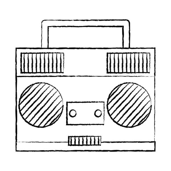 Grunge Retro Music Radio Objektu Technologie Vektorové Ilustrace — Stockový vektor