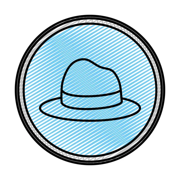 Doodle Élégant Chapeau Homme Objet Emblème Vectoriel Illustration — Image vectorielle